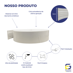 Moldura Rodameio Eva Autocolante Terra 12cm x 8mm Branco