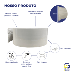 Moldura Rodameio Eva Autocolante Terra 20cm x 8mm Branco