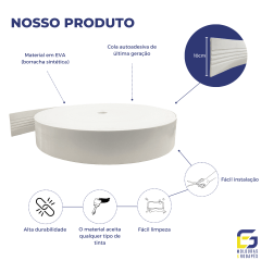 Moldura Rodameio Eva Autocolante Urânio 10cm x 5mm Branco