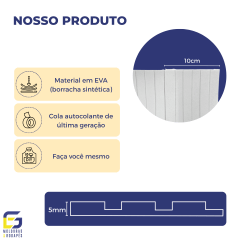 Revestimento Painel Ripado Eva Autocolante Flex 10cmx5mm