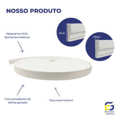 Moldura Teto Rodateto Eva Autocolante Flexível E4 5cm x 1,5cm Branco