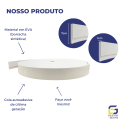 Moldura Teto Rodateto Eva Autocolante Flexível E5 7cm x 1cm Branco
