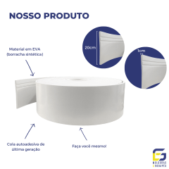 Rodapé Eva Autocolante Flexível Boracéia 20cm x 1cm Branco