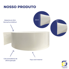Rodapé Eva Autocolante Flexível Liso 20cm x 1cm Branco